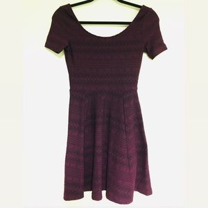 Maroon embossed skater dress
